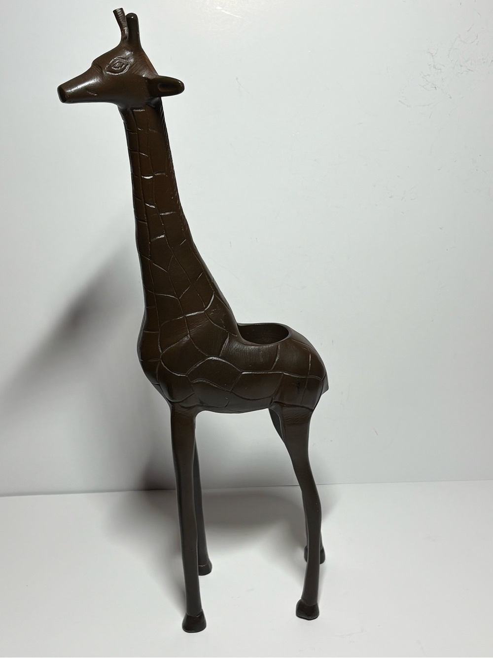 19.25” Bronze Color Giraffe Figurine / Pillar Candle Stand - Safari Art